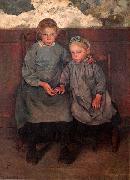 Leon Frederic Two Walloon Country Girls oil on canvas